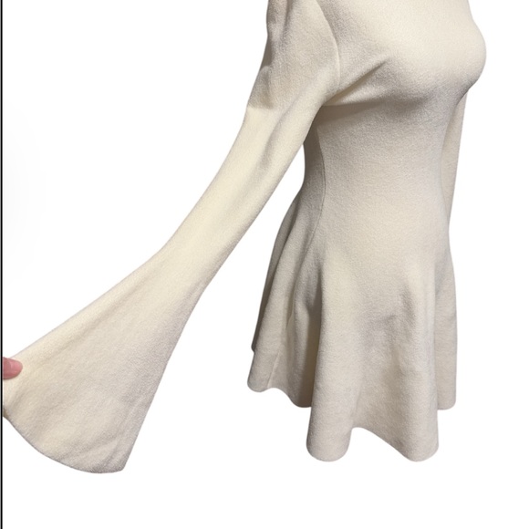 Ronny Kobo NWT White Bell Sleeve Mock Neck Mini Dress - Picture 8 of 10